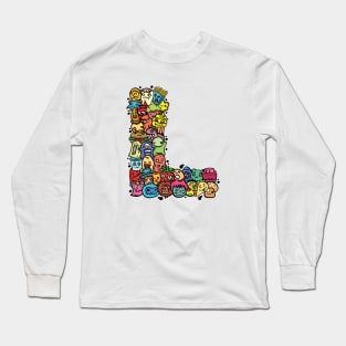 Alphabet Monster Doodle Letter L Monogram Long Sleeve T-Shirt